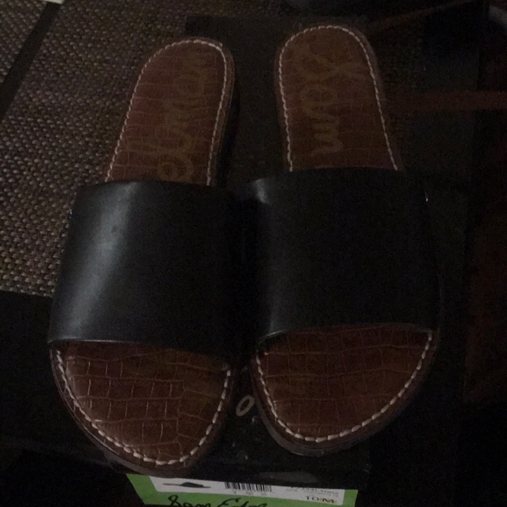 Black Sam Edelman Leather Slide on Sandals